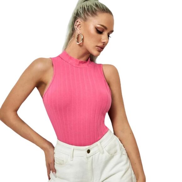 Wet Seal Tops - Vintage 90’s Wet Seal Pink Turtleneck Crop Top Size XS-S